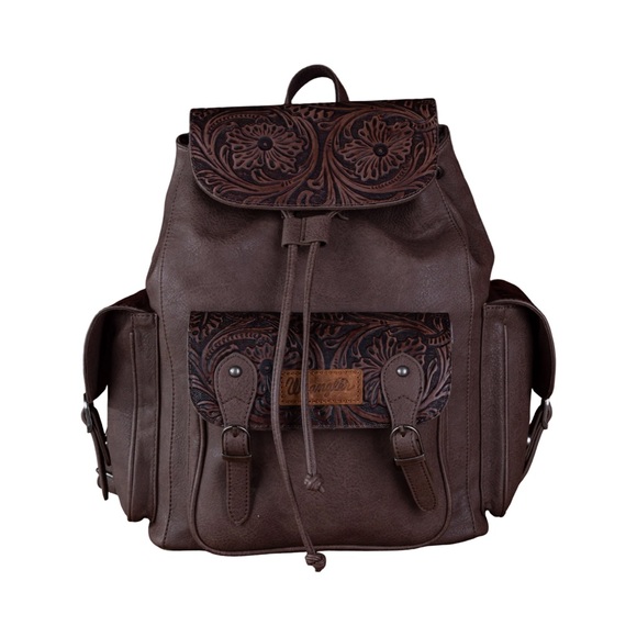 Elegant Brown Backpack with Floral Accents - Picture 1 of 8